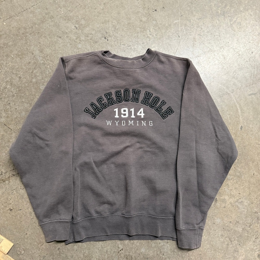 BAC Jackson‎ Hole Wyoming 1914 Sweatshirt Mens Medium Faded Grey Crewneck